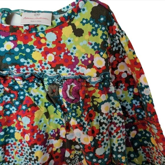 Hanna Andersson Floral Green Dress Long Sleeve size 130 or size 8 boho coastal - Picture 3 of 7